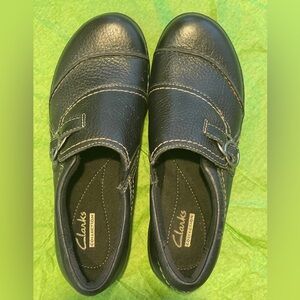 Clarks Collection Ashland Indigo Womens Shoe 7M Black Leather Loafer #26101710